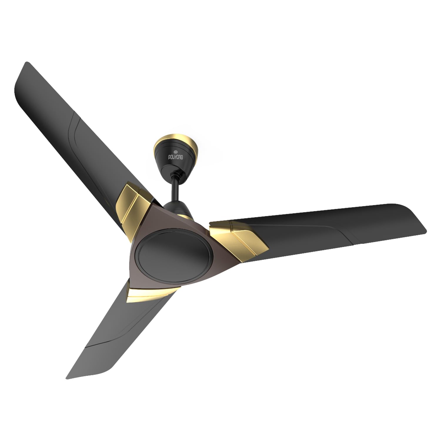 Polycab Aereo Plus Star Rated, 1200mm Ceiling Fan For Home | High Speed & Air Delivery | Saves Up To 33% Electricity, 100% Copper, Rust-Proof Blades, 52 Watt【Matt Black Choclate Gold】