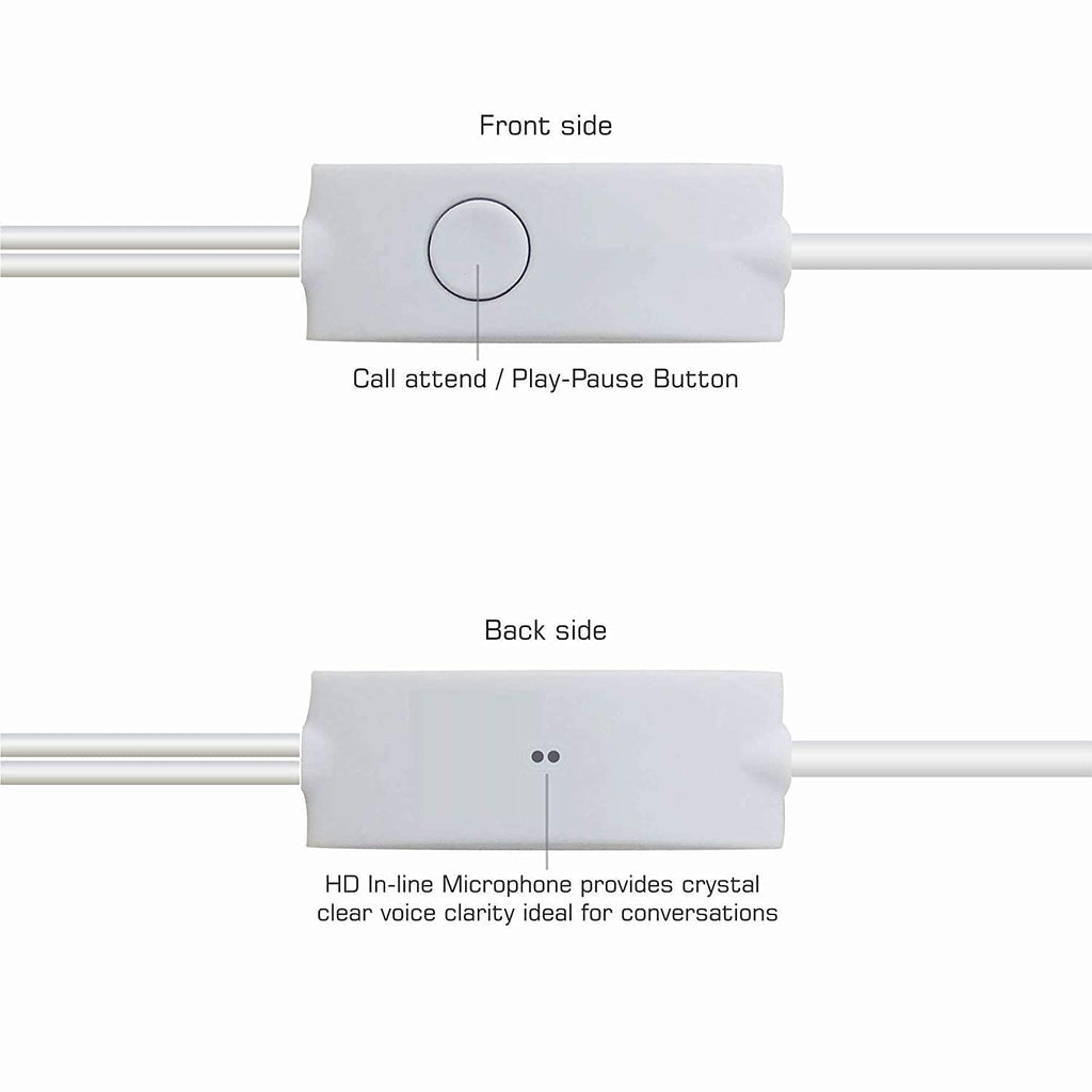 Original-Galaxy Wired Earphones for All Samsung Smartphones with Mic | Pure Bass Sound | One Button Multi-Functional Remote | Comfort fit | 6 Months Warranty (White)