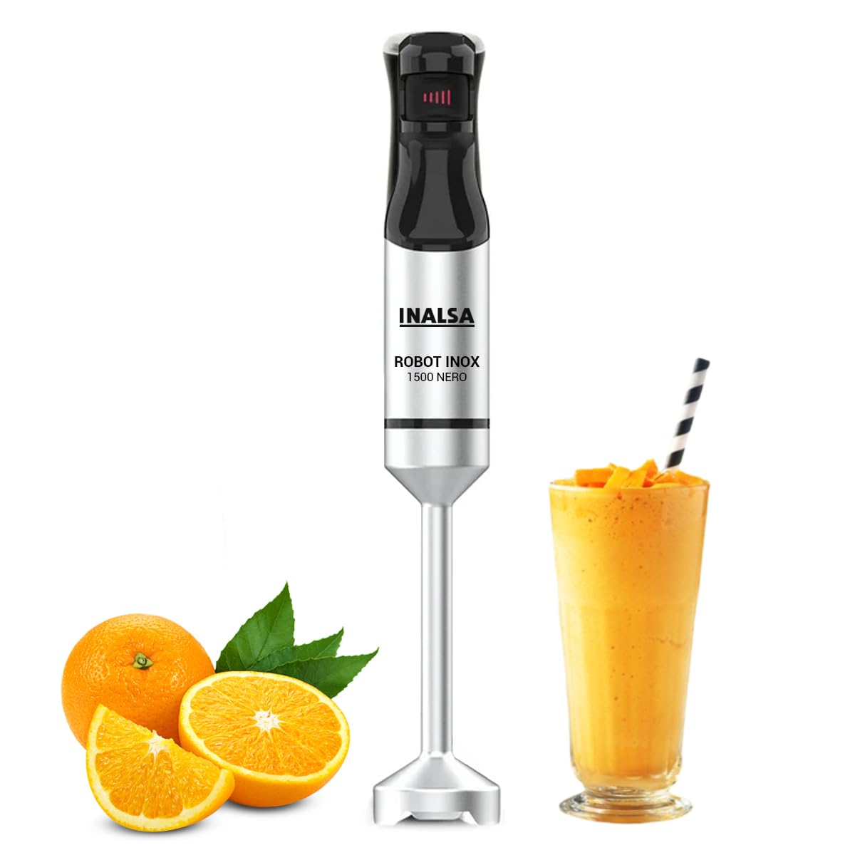 INALSA Hand Blender 1500 W|Silent DC Copper Motor|European Stepless Variable Speed Design| X.Large 1L Chopper|Unique Potato Masher| Detachable| Stainless Steel-Robot INOX 1500 StepUp
