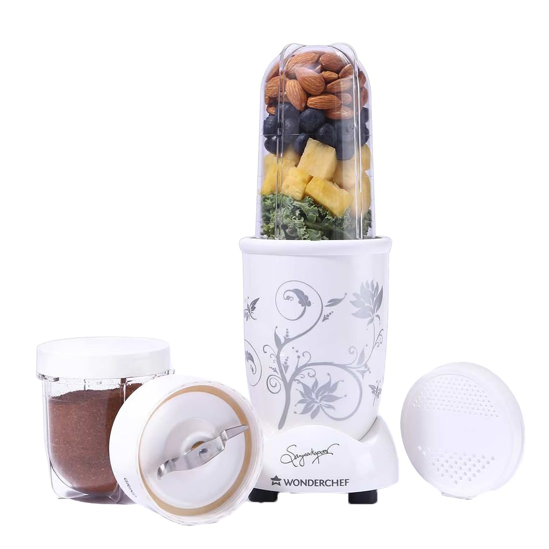 Wonderchef Nutri-blend 500W Mixer Grinder, 22000 RPM Motor, Smoothie Maker, Masala Grinder, Chutney Blender, 3 Unbreakable Jars, Recipe Book by Chef Sanjeev Kapoor, 2 Yr Warranty, Black