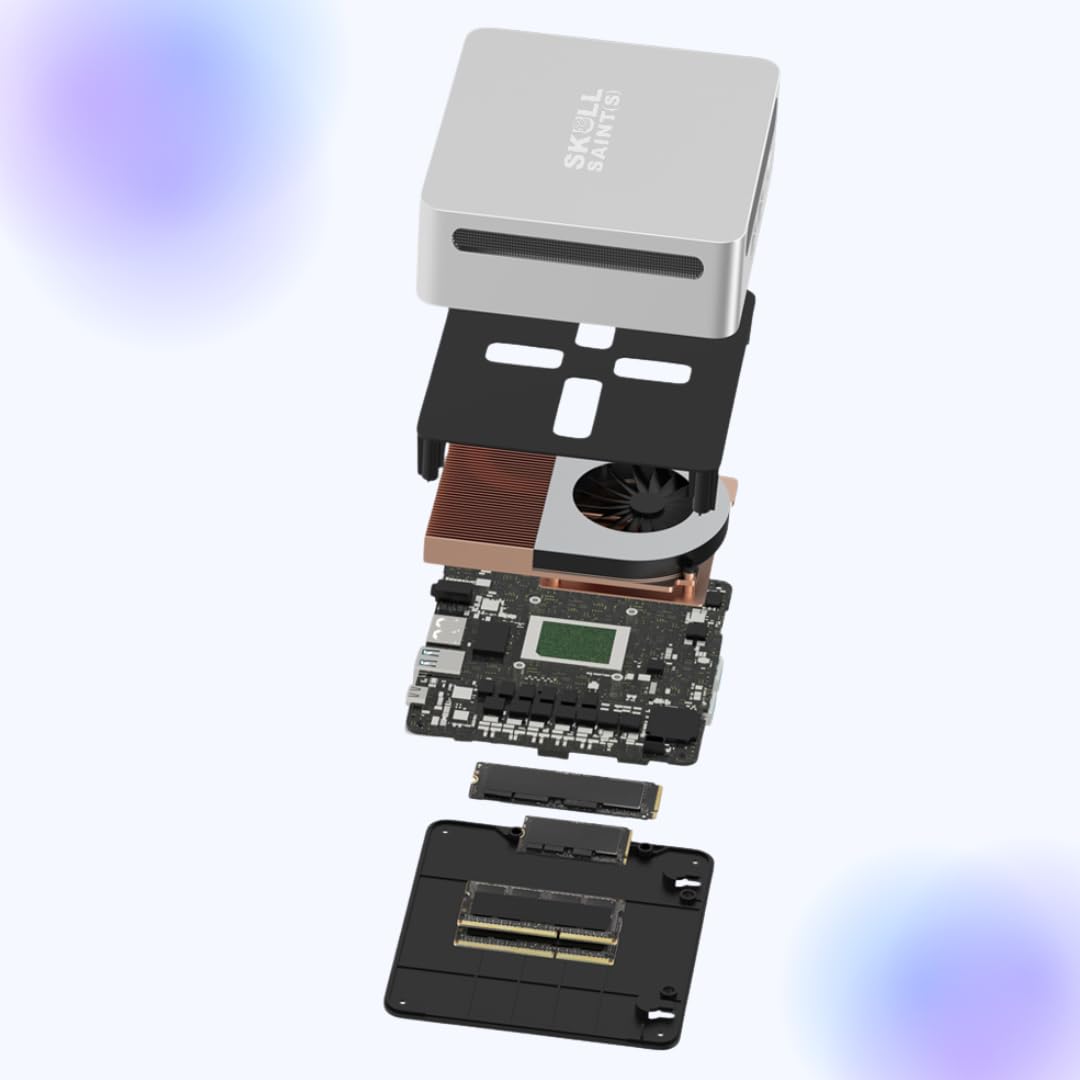 SKULLSAINTS Corex Mini PC Powered By AMD Ryzen 7 4800H (8C, 16T), Triple Display Support, Wi-Fi 6, Bluetooth 5.2, Expandable RAM & Storage (Silver, Ryzen 7 4800H, 512, GB, Windows 11 Pro, 16, GB)