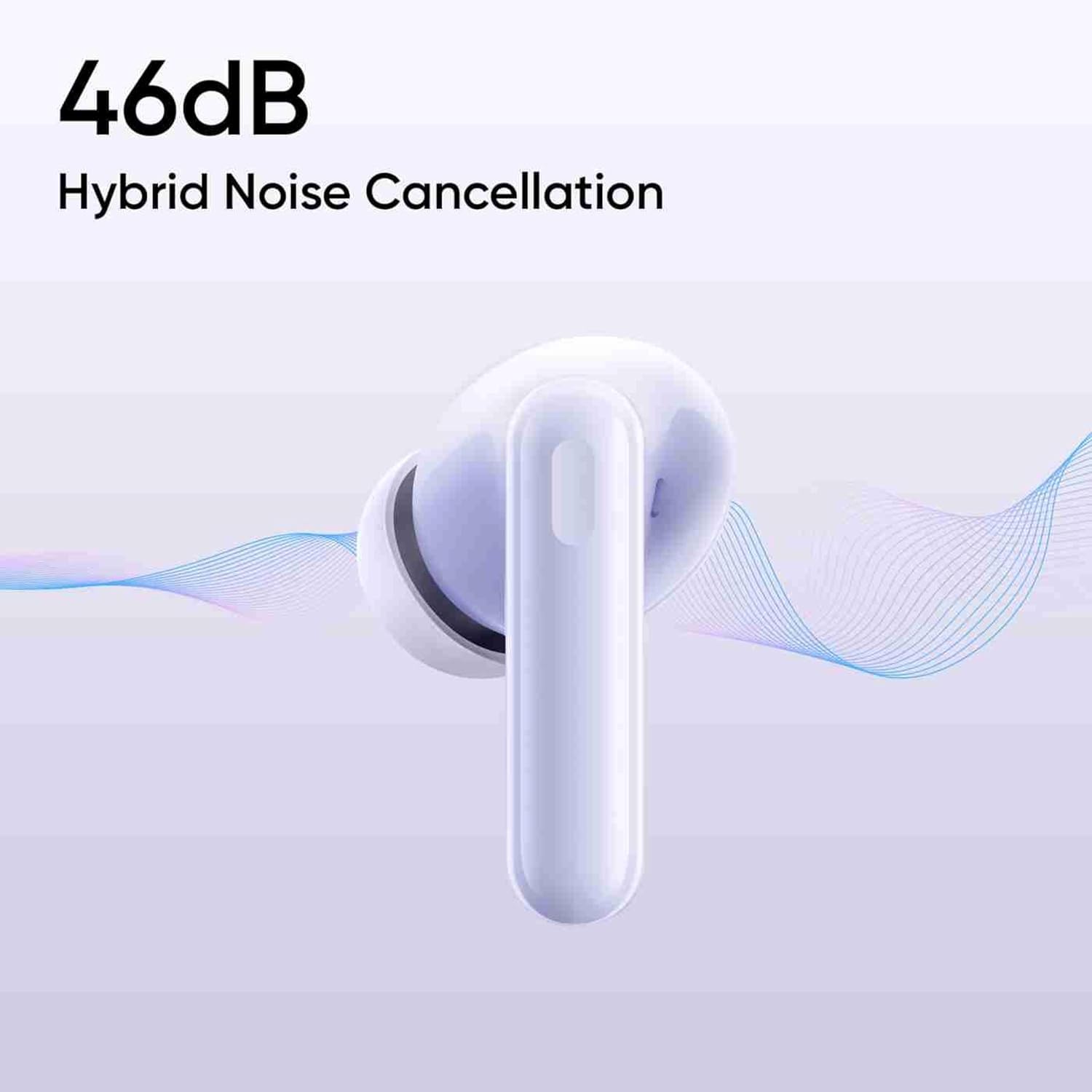 realme Buds T310 True Wireless in-Ear Earbuds with 46dB Hybrid ANC, 360° Spatial Audio, 12.4mm Dynamic Bass Driver, Upto 40Hrs Battery and Fast Charging (Monet Purple)
