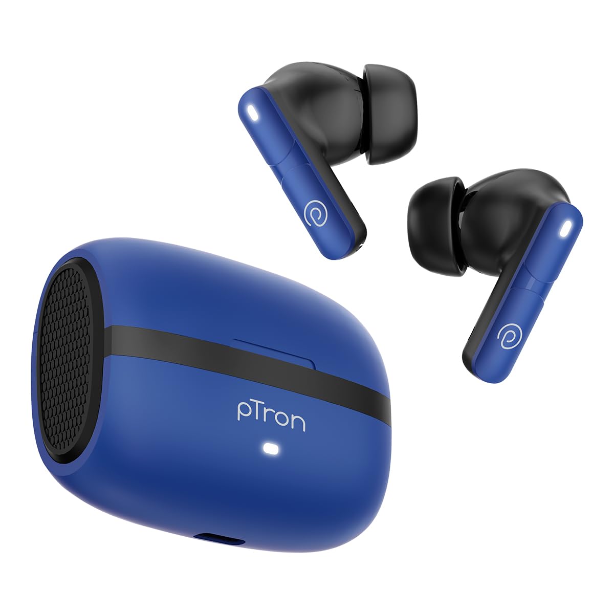pTron Bassbuds Fury in-Ear TWS Earbuds with 13mm Drivers, 50Hrs Playtime, AI-ENC Clear Calls, Bluetooth V5.4 Wireless Headphones, Voice Assistant, Type C Charging & IPX5 Water Resistant (Black)