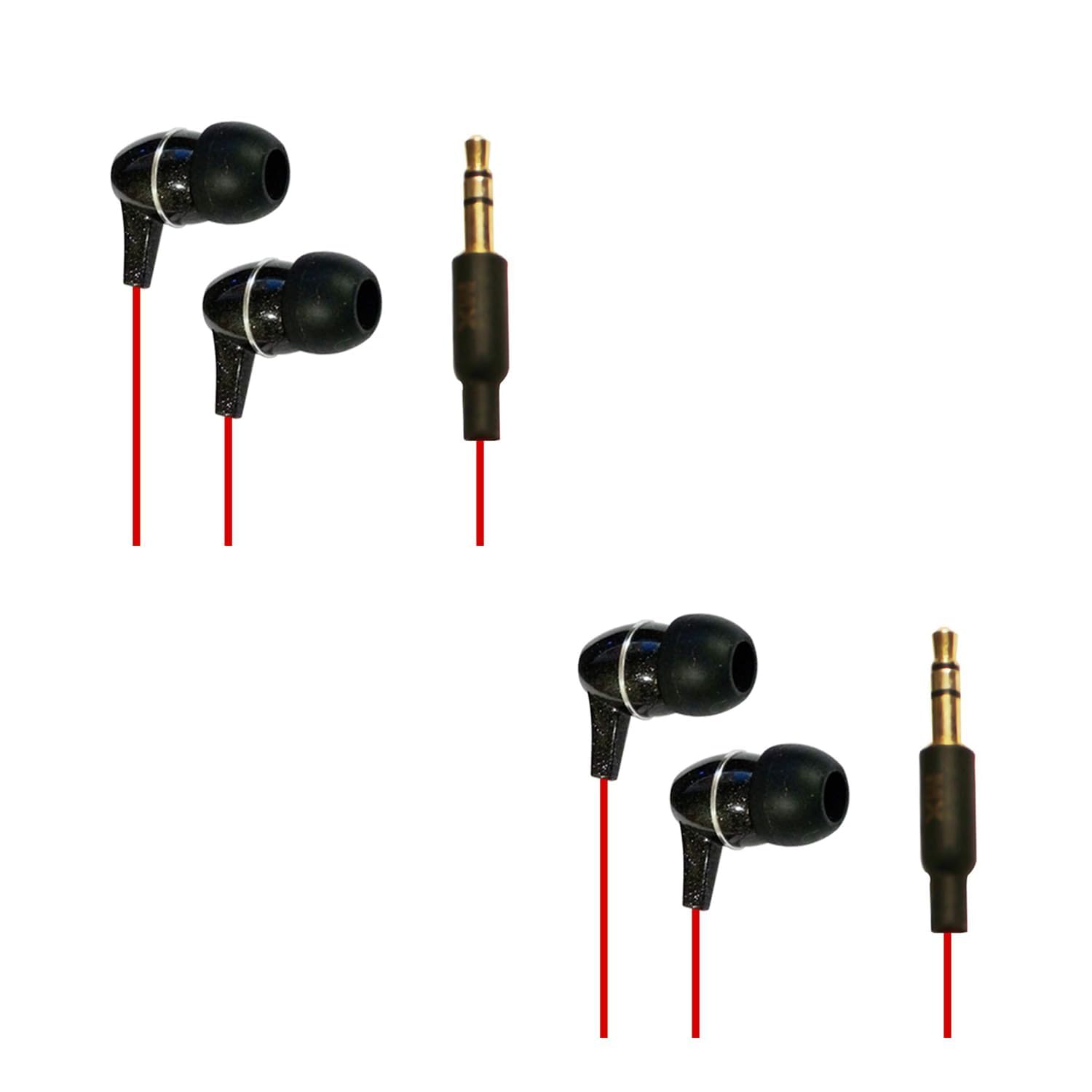 MX Black Red Crystal Clear Sound in-Ear Headphones Tangle Free Cable Noise Isolation Aux Port Wired Headset High Bass Sound Buds for Comfort fit in The Ear Without Mic