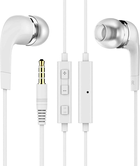 Earphones for Sony Xperia 10 / Xperia10 Earphones Original Like Wired in-Ear Headphones Stereo Deep Bass Head Hands-Free Headset Earbud with Built in-line Mic, 3.5mm Jack (YR14, White)