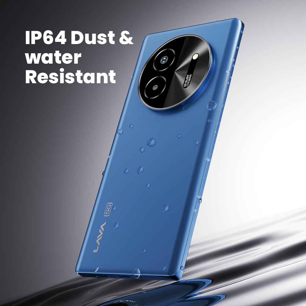 Lava Bold 5G (Sapphire Blue, 8GB RAM, 128GB Storage) | 3D Curved FHD+ AMOLED Display | Mediatek Dimensity 6300 Processor | IP64 Water Resistance | 64MP Rear Sensor | Supports All Indian 5G Bands
