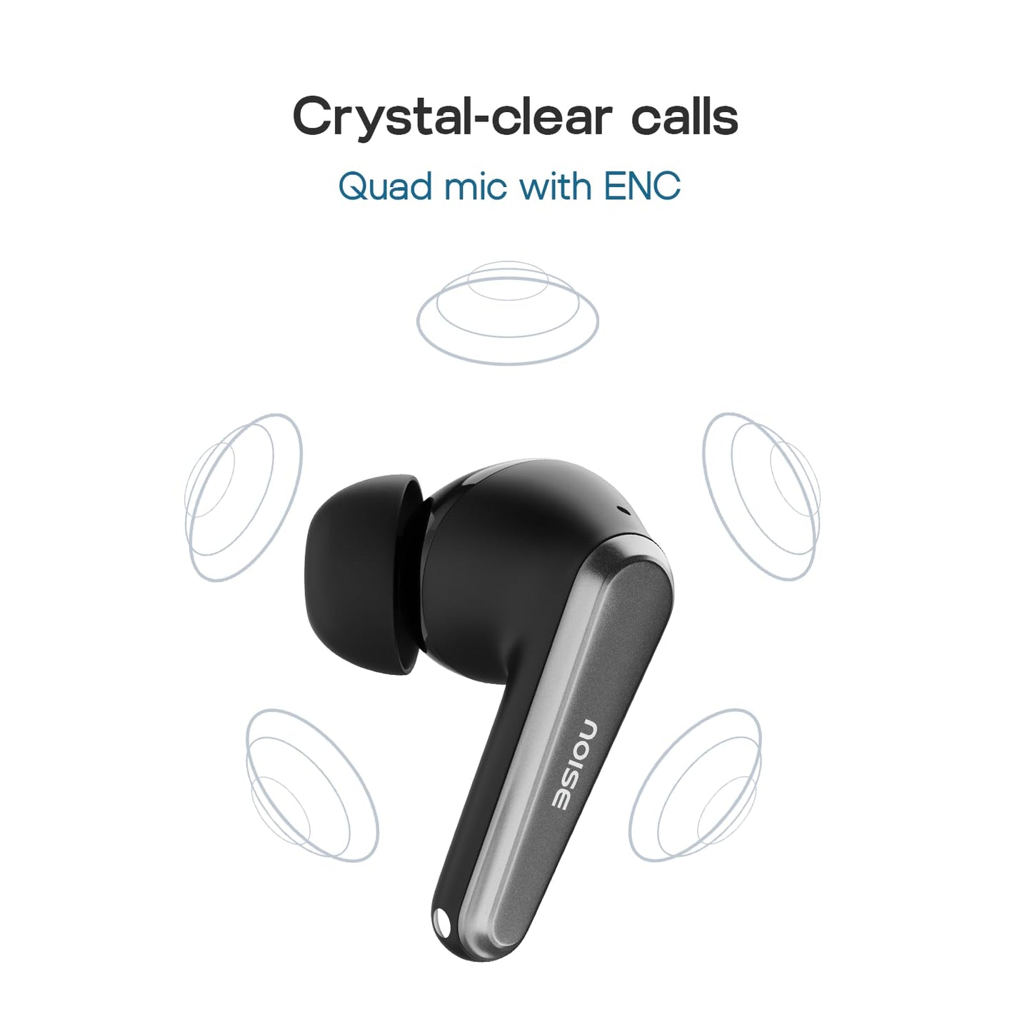 Noise Buds VS601 in-Ear Truly Wireless Earbuds with 50H of Playtime, Transparent case lid, Quad mic ENC, Dual Device Pairing, 10mm Driver, BT v5.3 (Graphite Black)