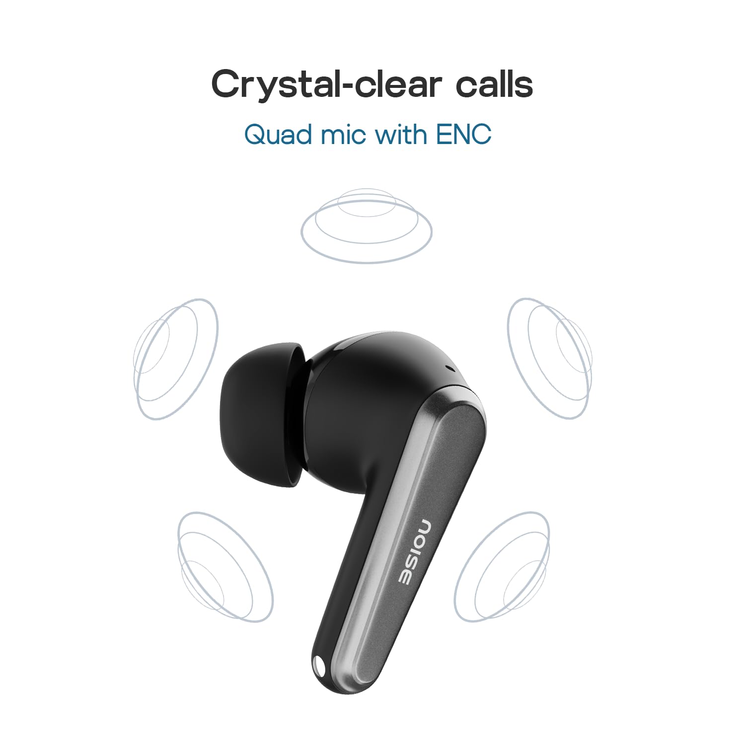 Noise Buds VS601 in-Ear Truly Wireless Earbuds with 50H of Playtime, Transparent case lid, Quad mic ENC, Dual Device Pairing, 10mm Driver, BT v5.3 (Graphite Black)