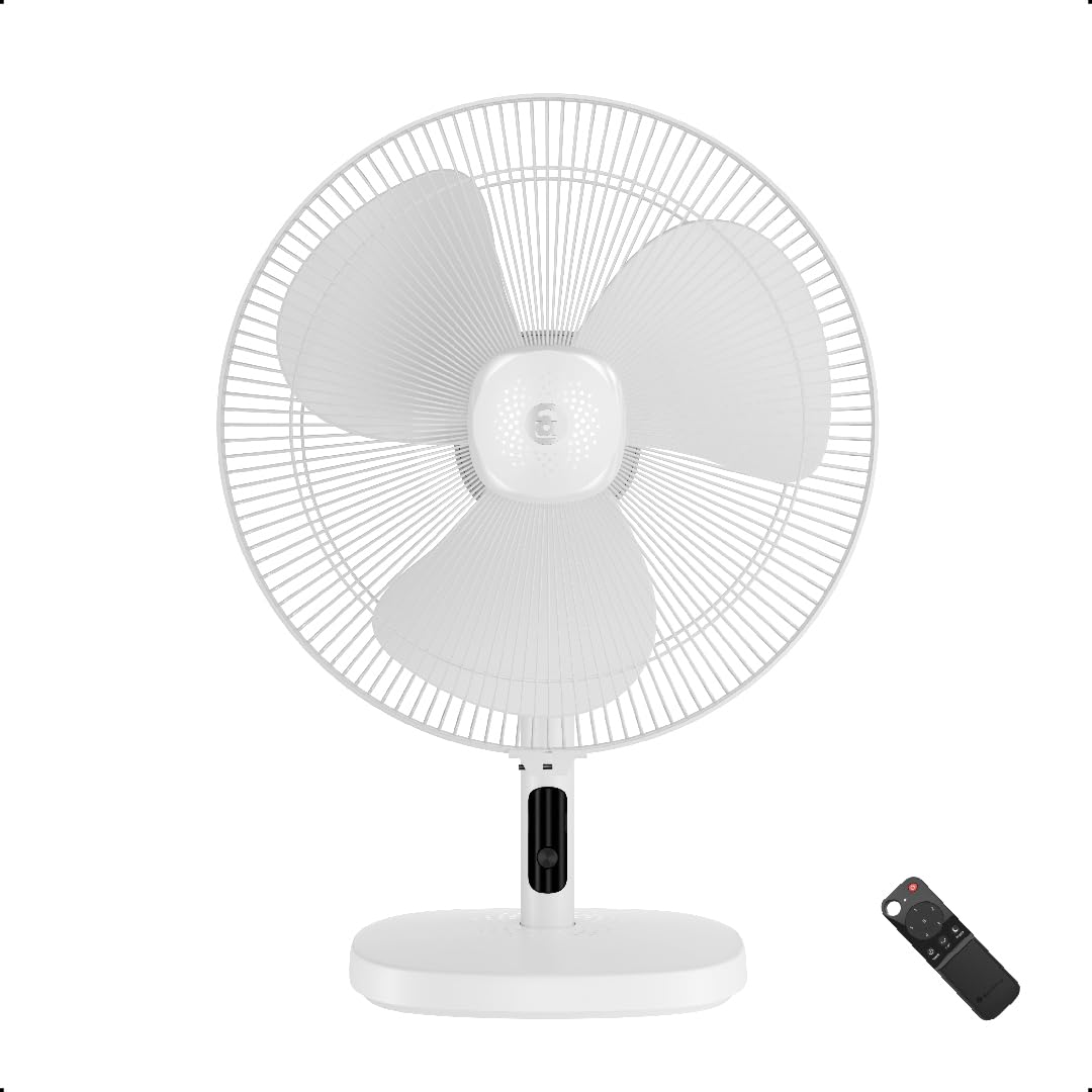 atomberg Renesa 400mm Table Fan | Ideal for Home & Office| Silent BLDC Stand Fan | LED Display | 6 Speeds | 35W | Remote with Oscillation, Timer, Sleep | Easy to Clean|2 Years Warranty (Black)