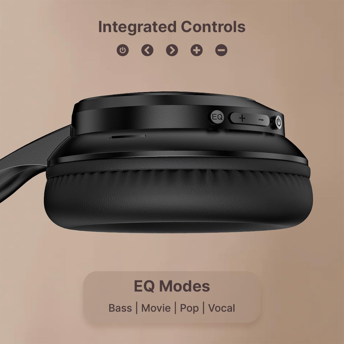 pTron Studio Evo 70hrs Playtime Wireless Over Ear Headphones with HD Mic, Low-Latency Game/Movie/Music Modes, Punchy Bass, BT5.3, Dual Device Pairing, Voice Assistant & Type-C Fast Charging (Black)