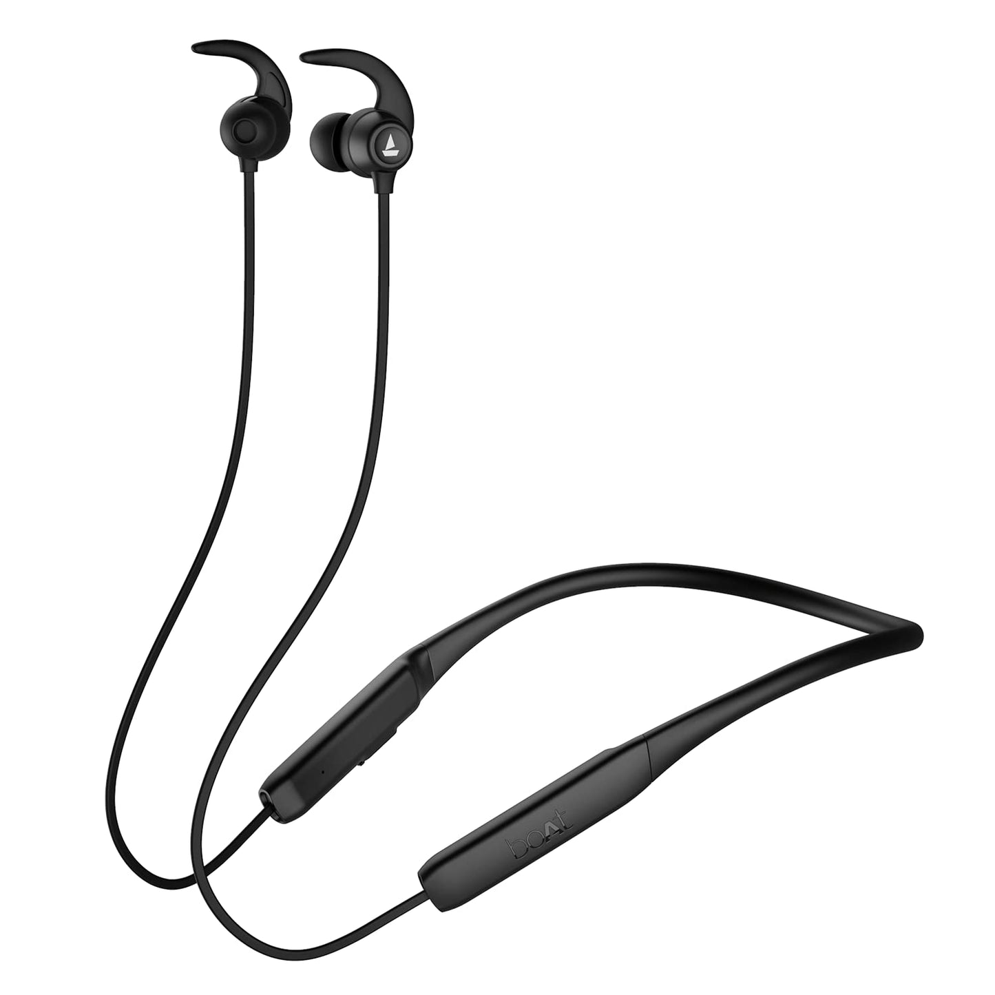boAt Rockerz 255 Z Plus, AI-Enx Tech, Spatial Audio, 50HRS Battery, Low Latency Mode, Fast Charge, App Support, IPX4 BT V5.3, Bluetooth Neckband, Wireless With Mic In ear Phones (Active/Classic Black)
