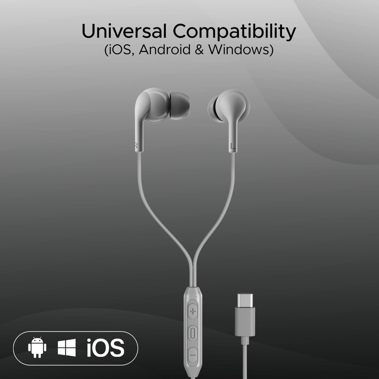 boAt Newly Launched Bassheads 100 C Wired in Ear Earphones with Type-C Jack, in-Line Microphone, 10Mm Drivers, Signature Sound, Integrated Controls & Multi-OS Compatibility(Grey)