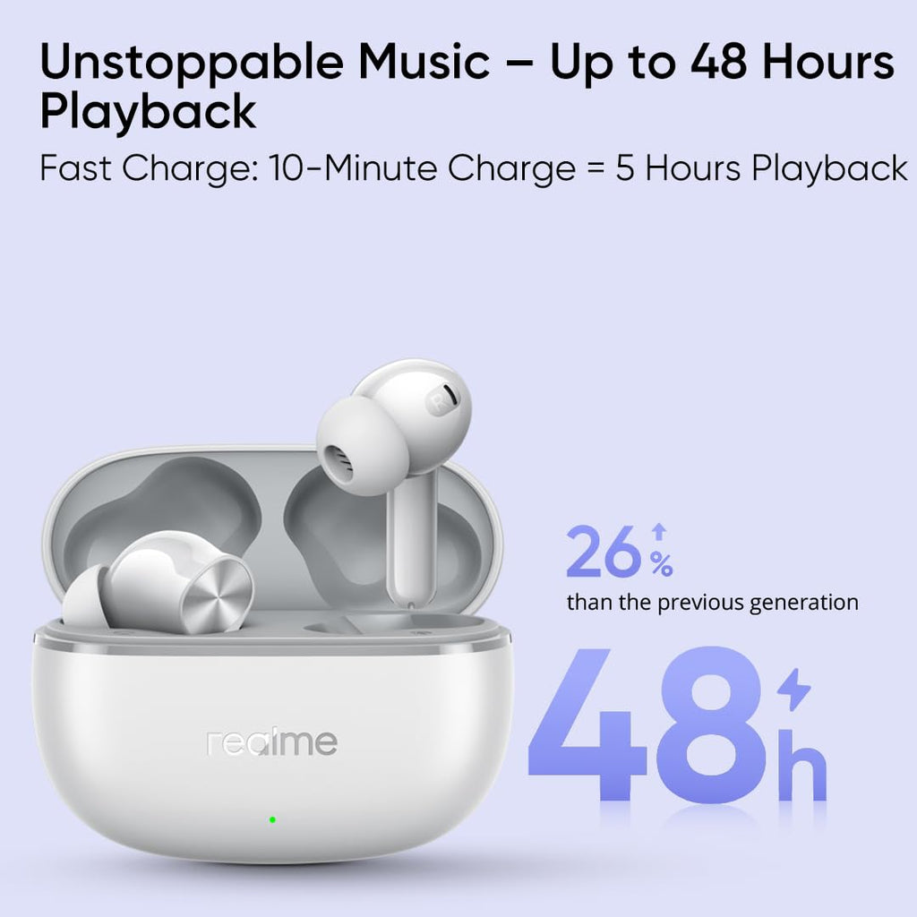 realme Buds T200 Lite Bluetooth in Ear Earbuds,4 Mic, AI ENC for Calls,48 Hours Total Playback with Fast Charging and Ultra Low Latency Gaming TWS,Google Fast Pair,with mic (Storm Grey)