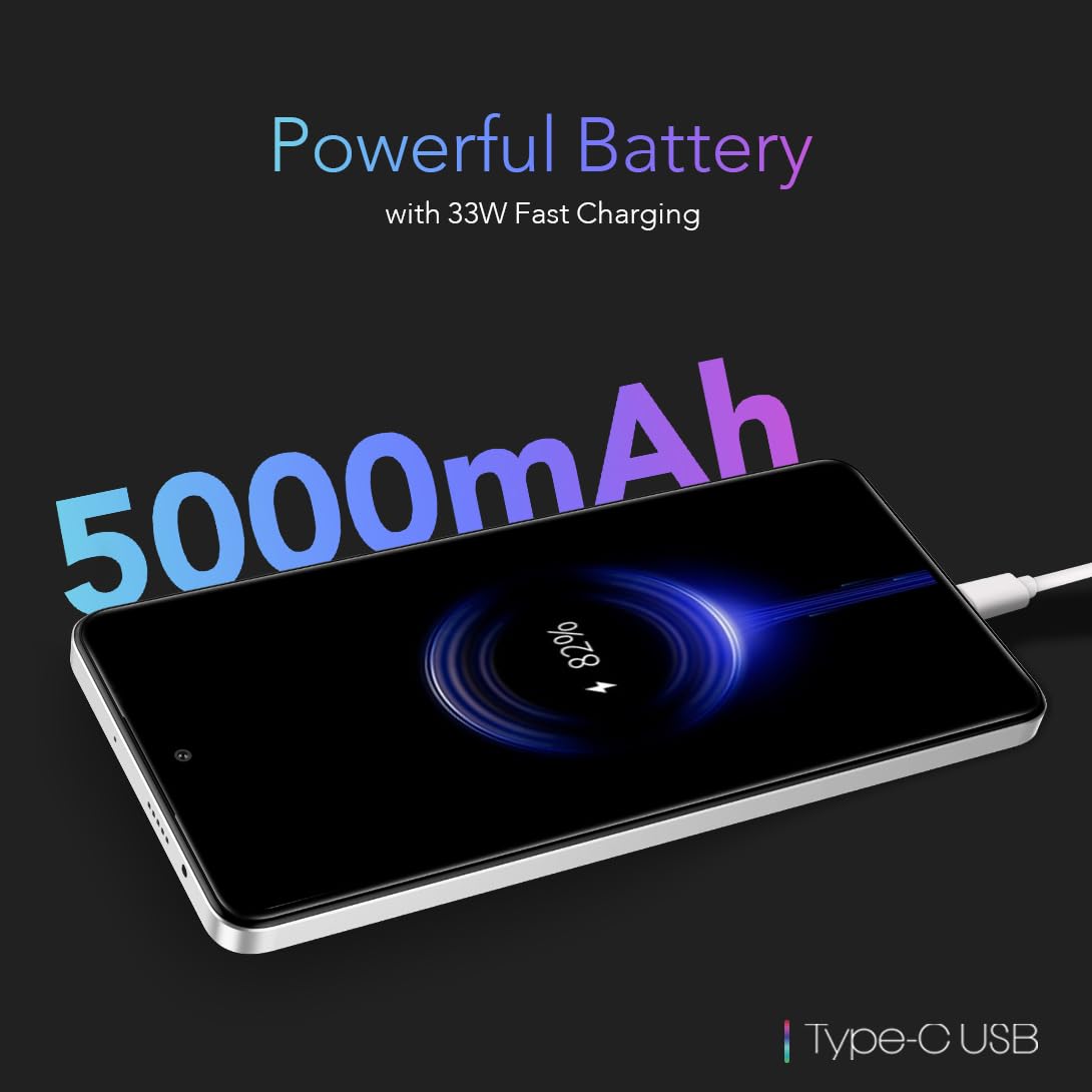 Lava Blaze AMOLED 2 5G (Feather White, 6 GB RAM, 128 GB Storage) | 6.67" FHD+ AMOLED Display | MTK D7060 Processor | 50 MP Front Camera | LPDDR5 UFS 3.1 ROM | 5000 mAh | 33W Fast Charging