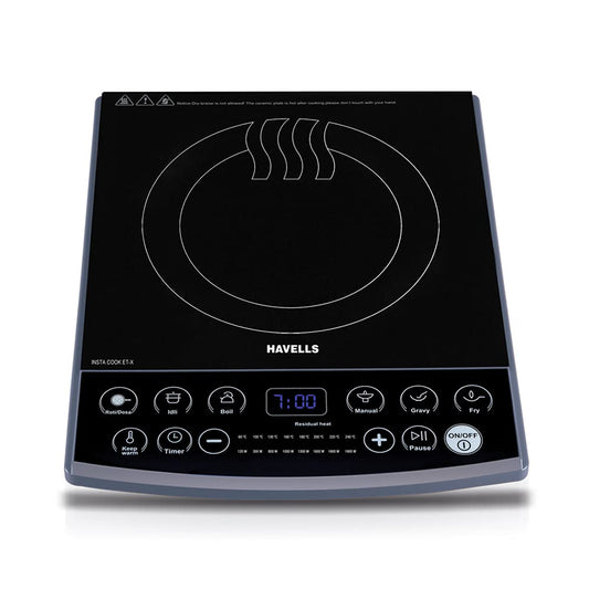Havells Induction Cooktop Et-X|1900W|Digital Touch Control|Ceramic Plate|8 Pre-Sets with Indian Options|Auto Shutoff|Overheat Protection|6KV Surge Protector|2-Year Coil Warranty|Grey,Black