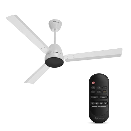 Crompton Energion Nucleoid 1200mm BLDC Ceiling Fan | Remote Control | BEE 5 Star Energy Rated | High Air Delivery | 4 Years Manufacturer Warranty | Silver White