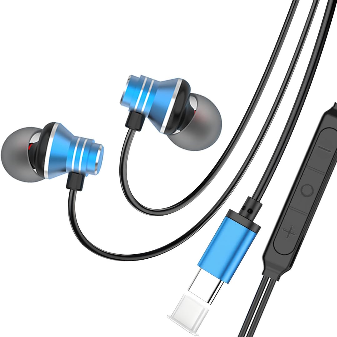 Modorwy Hearox Original USB-C Headphone | 14.2mm Drivers Surround Sound | DAC Chip-100% Support | in-Line Mic Type C Earphone| Compatible with i15, i16,Flip,Fold,S Series,1+ & Others (Olive Green)