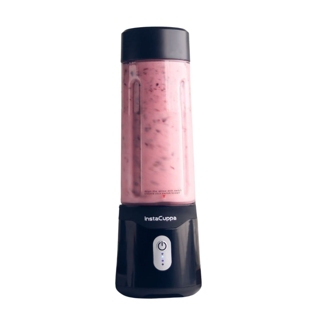 InstaCuppa Stainless Steel Portable Blender for Smoothies & Juices,Mixer Juicer that Crushes Ice,Electric Shaker USB Rechargeable Battery with 4000 mAh 230 Watts Motor,500 ML Juice Maker,Black