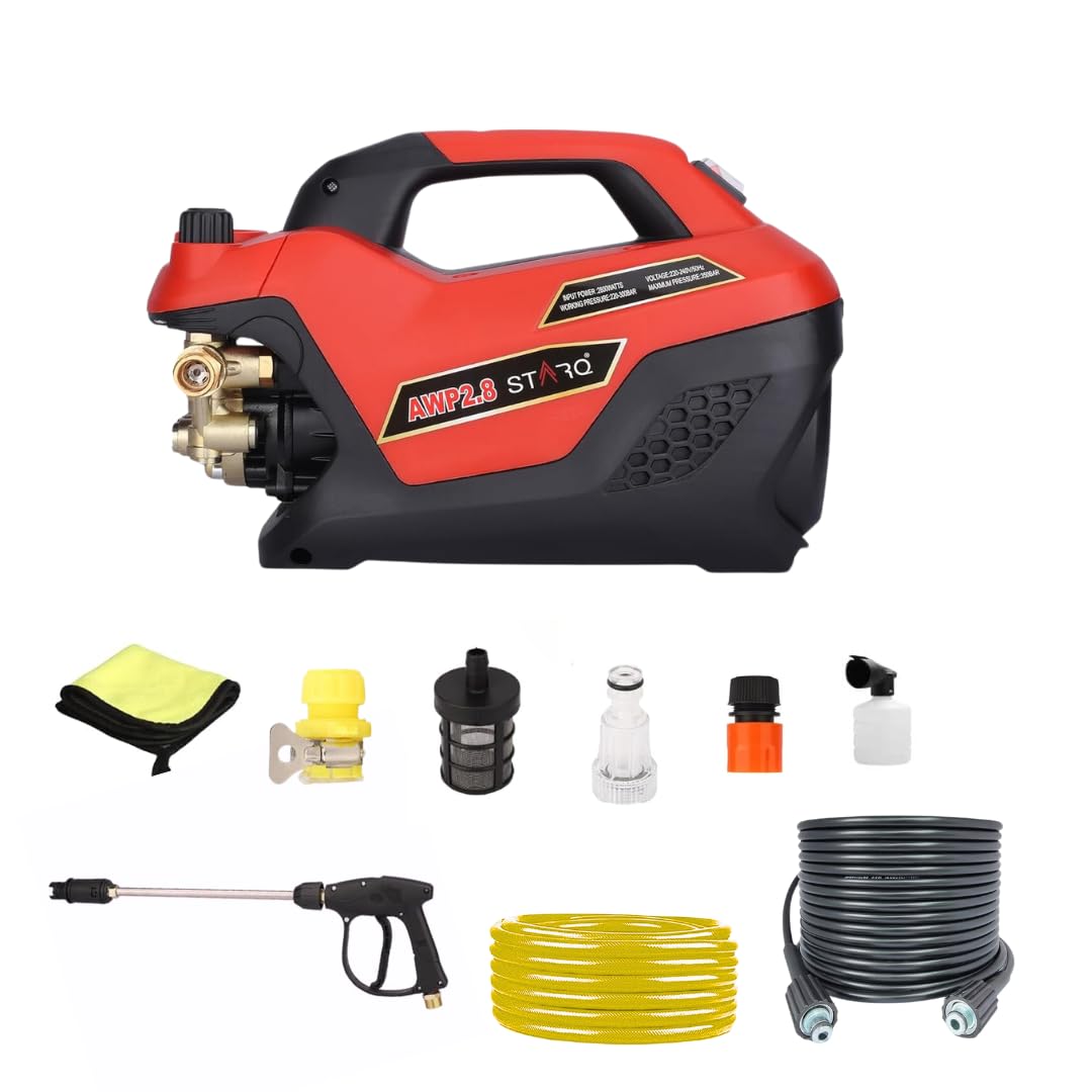 Starq AWP 2.8 High Pressure Washer, Car Washer, 2800 Watts Motor, 350 Bars, 12L/Min Flow Rate, 8 Meters Outlet Hose, Portable, Car, Bike & Home Cleaning