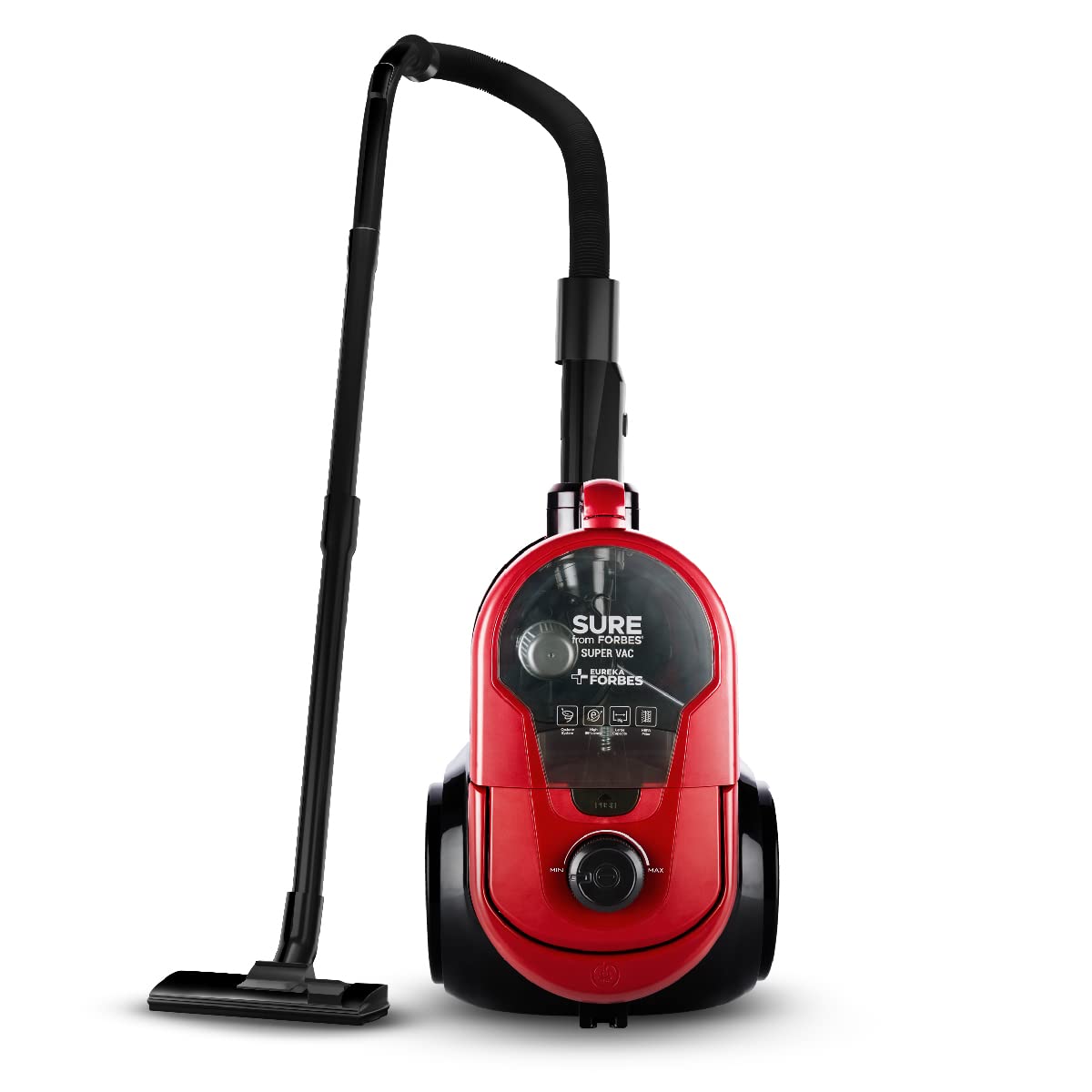 Eureka Forbes SuperVac 1600 Watts Powerful Suction,bagless Vacuum Cleaner with cyclonic Technology,7 Accessories,1 Year Warranty,Compact,Lightweight & Easy to use (Red) 1 Liter HEPA Filter 1 Piece