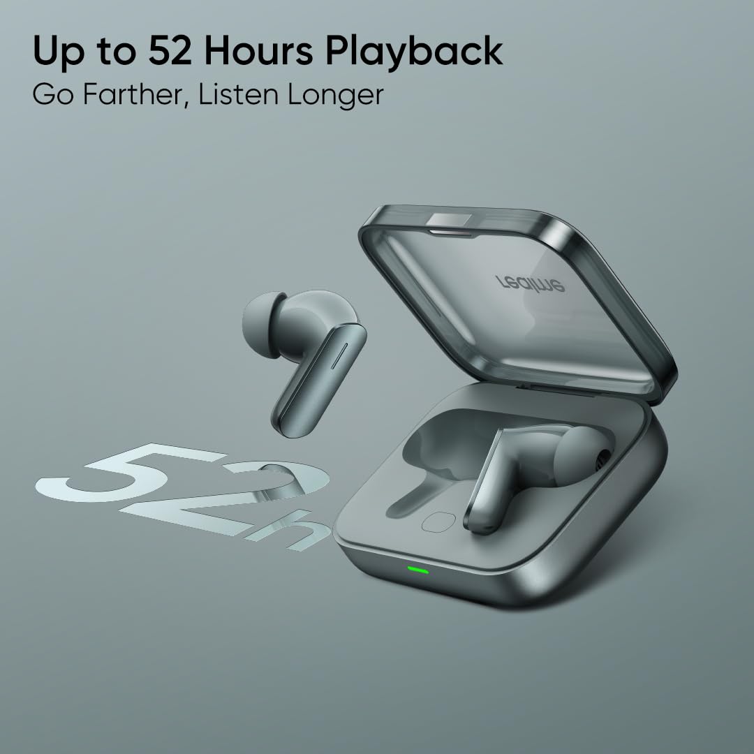 realme Buds Air 7,12.4mm Dynamic Bass Drivers,52Hrs Playtime,52dB Hybrid ANC,6 Mic ENC,45ms Low Latency,360° Spatial Audio,Hi-Res LHDC,IP55 Dust & Water Resistant,True Wireless TWS BT v5.4(Moss Green)