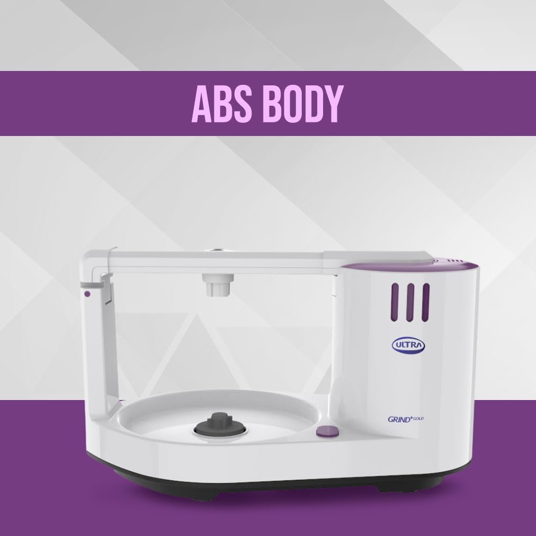 Ultra Grind+ Gold 2 Litre Table Top Wet Grinder - White | Fast Grinding Conical Stones, 150W Motor & 5 Years Warranty | AISI 304 Food-Grade SS Multi Utility Cylindrical Drum, Light Weight