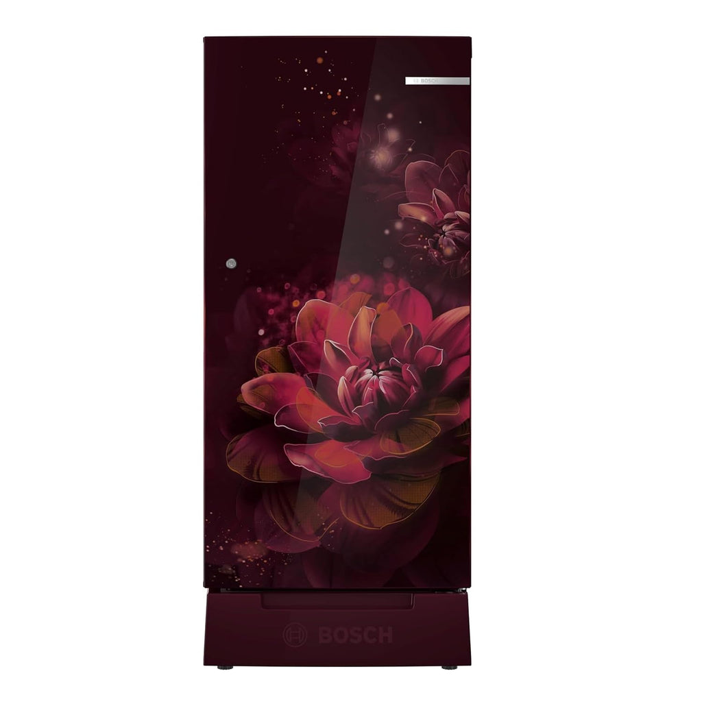 Bosch 187 L, 3 Star, Single Door Refrigerator with Industry's largest base drawer, vegetable box* & Beverage space (CST18W23PI, Wine Flower) 18 Hr Cooling Retention, 2.5x Cooling, Inverter compressor