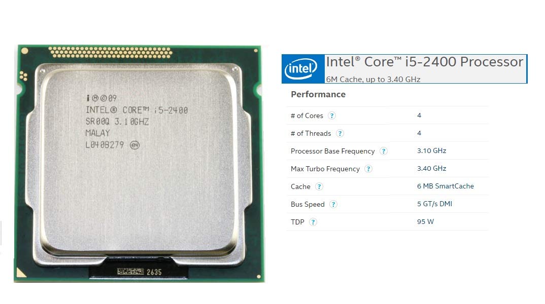 Cyntexia Computer Desktop PC (Core i5-2400 / 08GB RAM / 240GB SSD/HDMI/VGA/Ethernet/HD Graphics 2000) Basic Software Installed (Black)