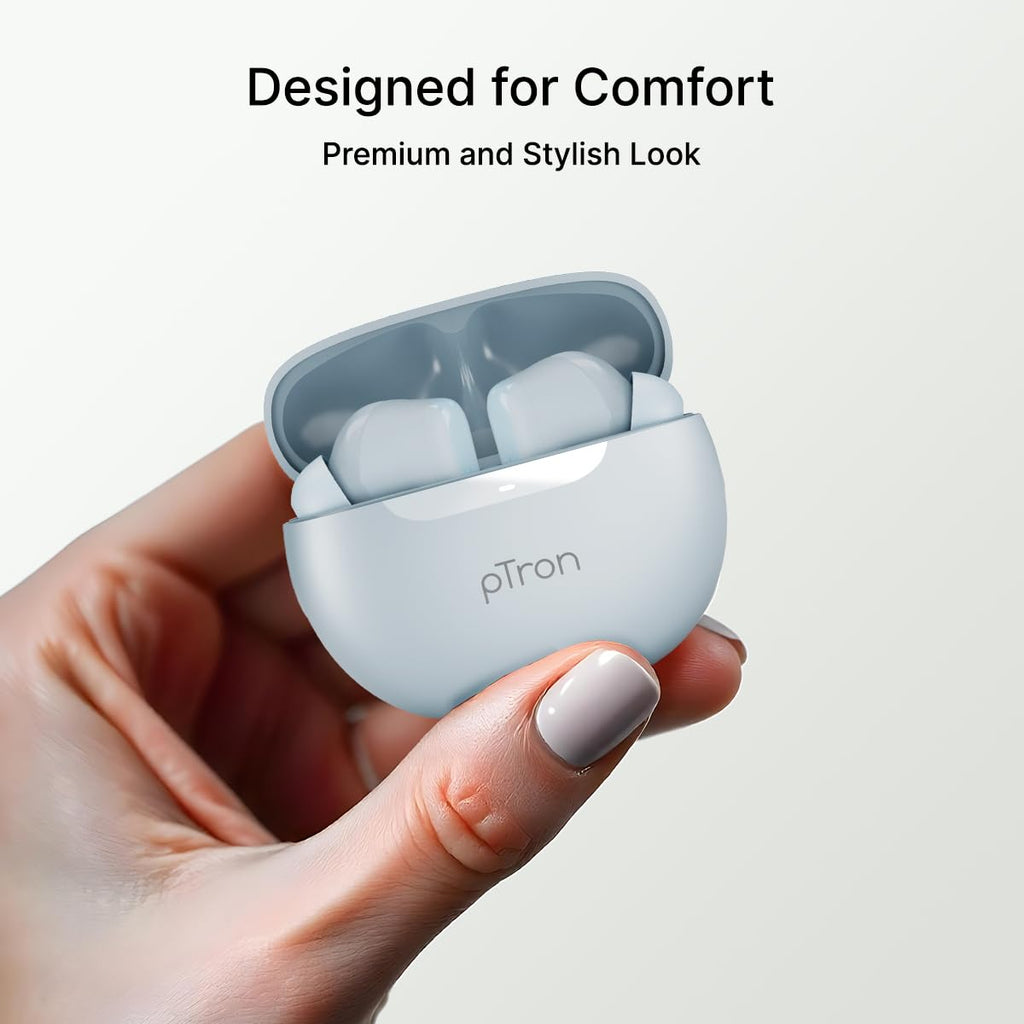 pTron Bassbuds Astra in-Ear TWS Earbuds with Stereo Sound, 34Hrs Playtime, Stereo Calls, Bluetooth V5.3 Headphones with Quick Pairing, Touch Control, Voice Assistant, Type C Charging & IPX4 (Grey)