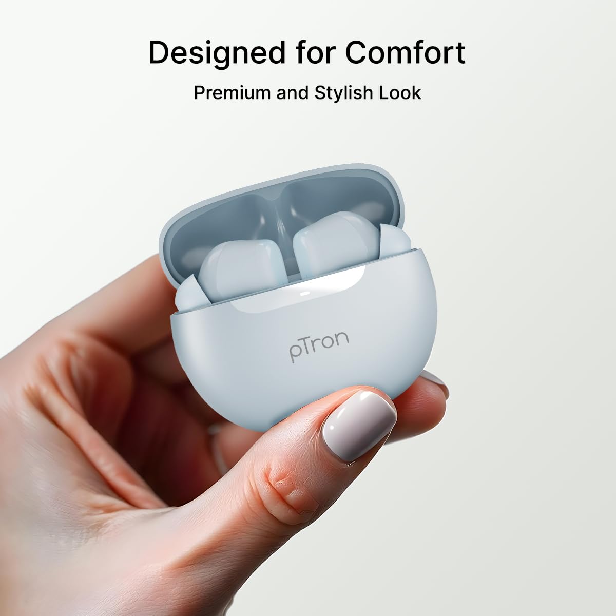 pTron Bassbuds Astra in-Ear TWS Earbuds with Stereo Sound, 34Hrs Playtime, Stereo Calls, Bluetooth V5.3 Headphones with Quick Pairing, Touch Control, Voice Assistant, Type C Charging & IPX4 (Grey)