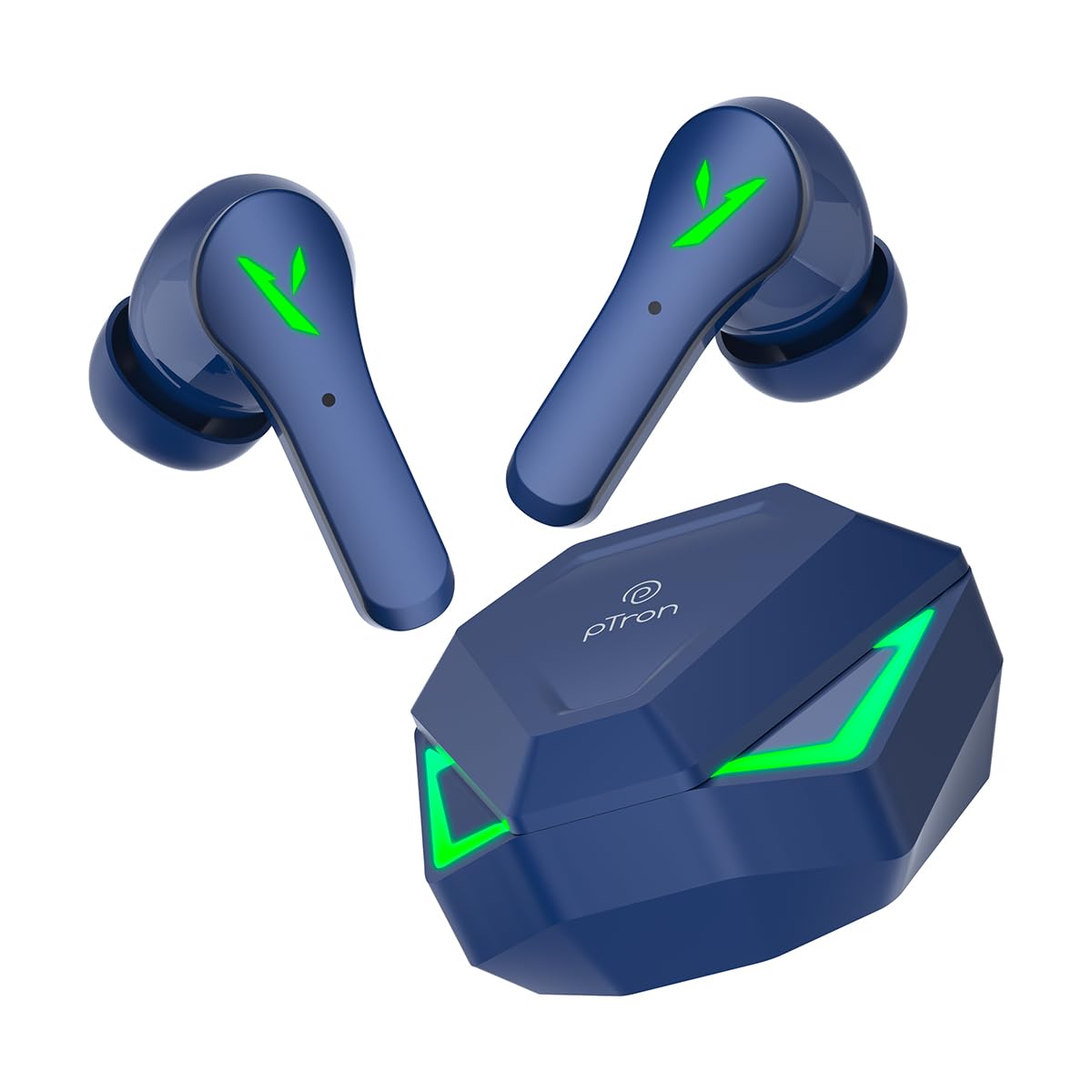 pTron Bassbuds Rogue W/ 40Ms Low-Latency Gaming,Clear Calls,50Hrs Playtime,Pristine Sound,V5.3 Bluetooth in Ear Headphones,Snug-Fit,RGB Lights,Touch Control,Voice Assist,IPX5 Water Resistant(Black)