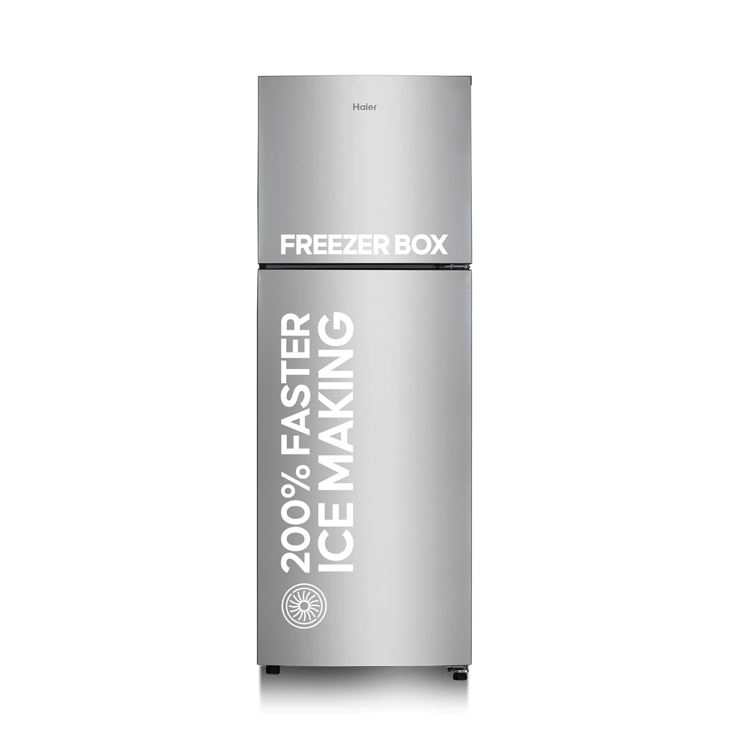 Haier 240L 2 Star Frost Free Top Mount Double Door Refrigerator|Cool Pad|200% Faster Ice Making in 49 Minutes (HEF-252EGS-P, Moon Silver)