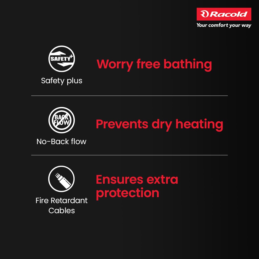 Racold PRONTO NEO Electric Instant Water Heater 5L – Vertical Geyser for Bathrooom, Anti Backflow System, 3 Safety Levels, Rust Proof Body, Faster Heating, with Fire Retardant Cable, White