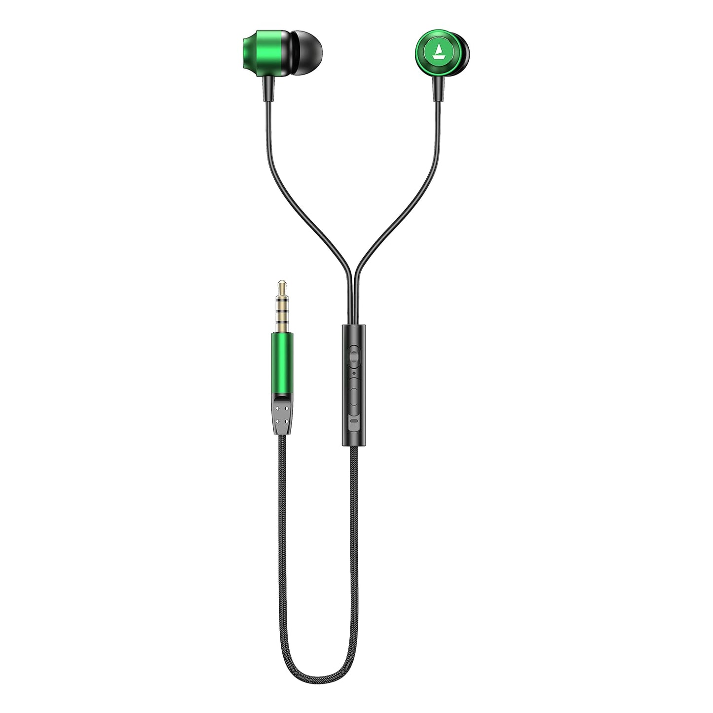 boAt Bassheads 162 V2 Wired in Ear Phones with 10Mm Drivers, Metallic Earbuds, Integrated Controls, in-Line Microphone, Ergonomic Fit, Braided Cable & 3.5Mm Jack(Bold Black)