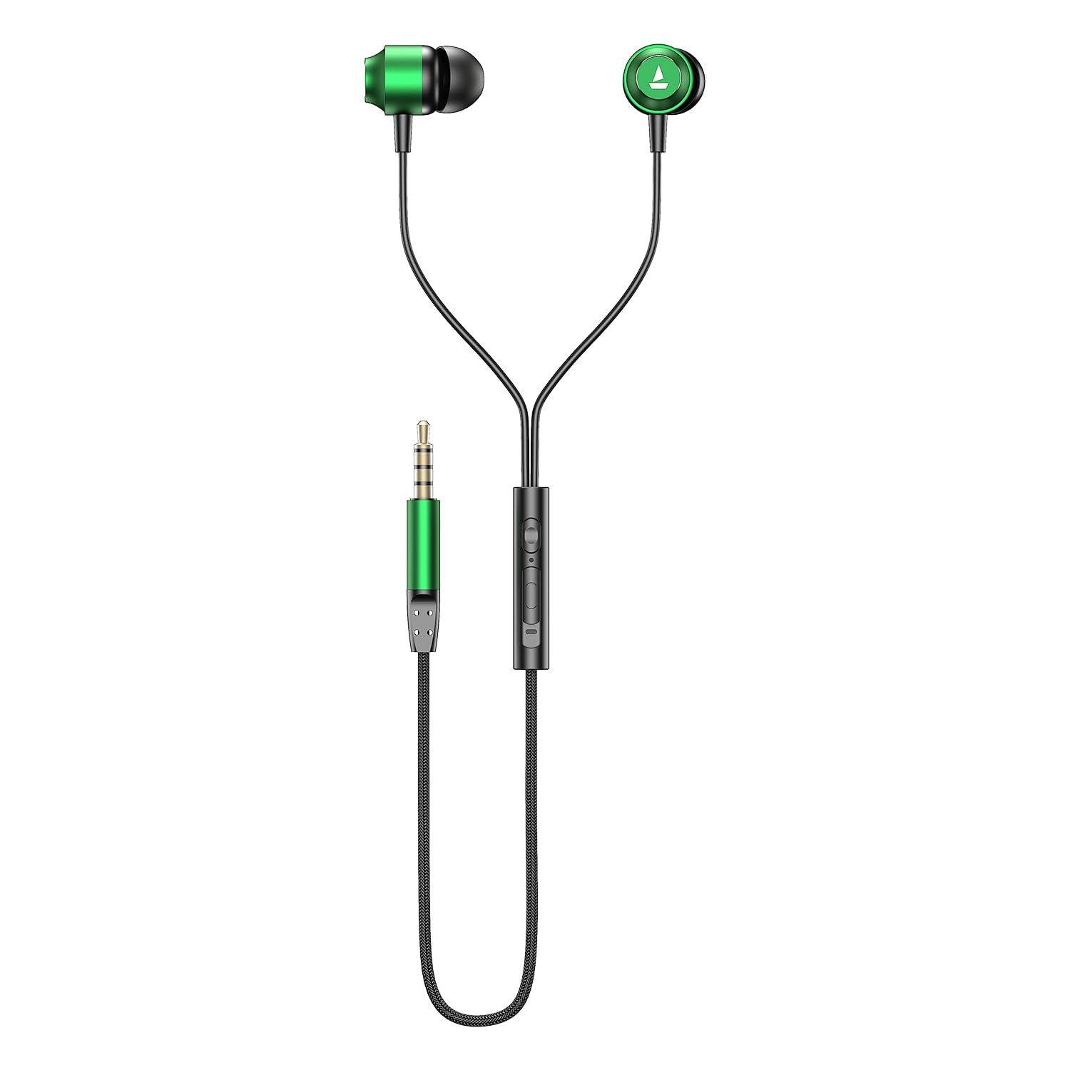 boAt Bassheads 162 V2 Wired in Ear Phones with 10Mm Drivers, Metallic Earbuds, Integrated Controls, in-Line Microphone, Ergonomic Fit, Braided Cable & 3.5Mm Jack(Bold Black)