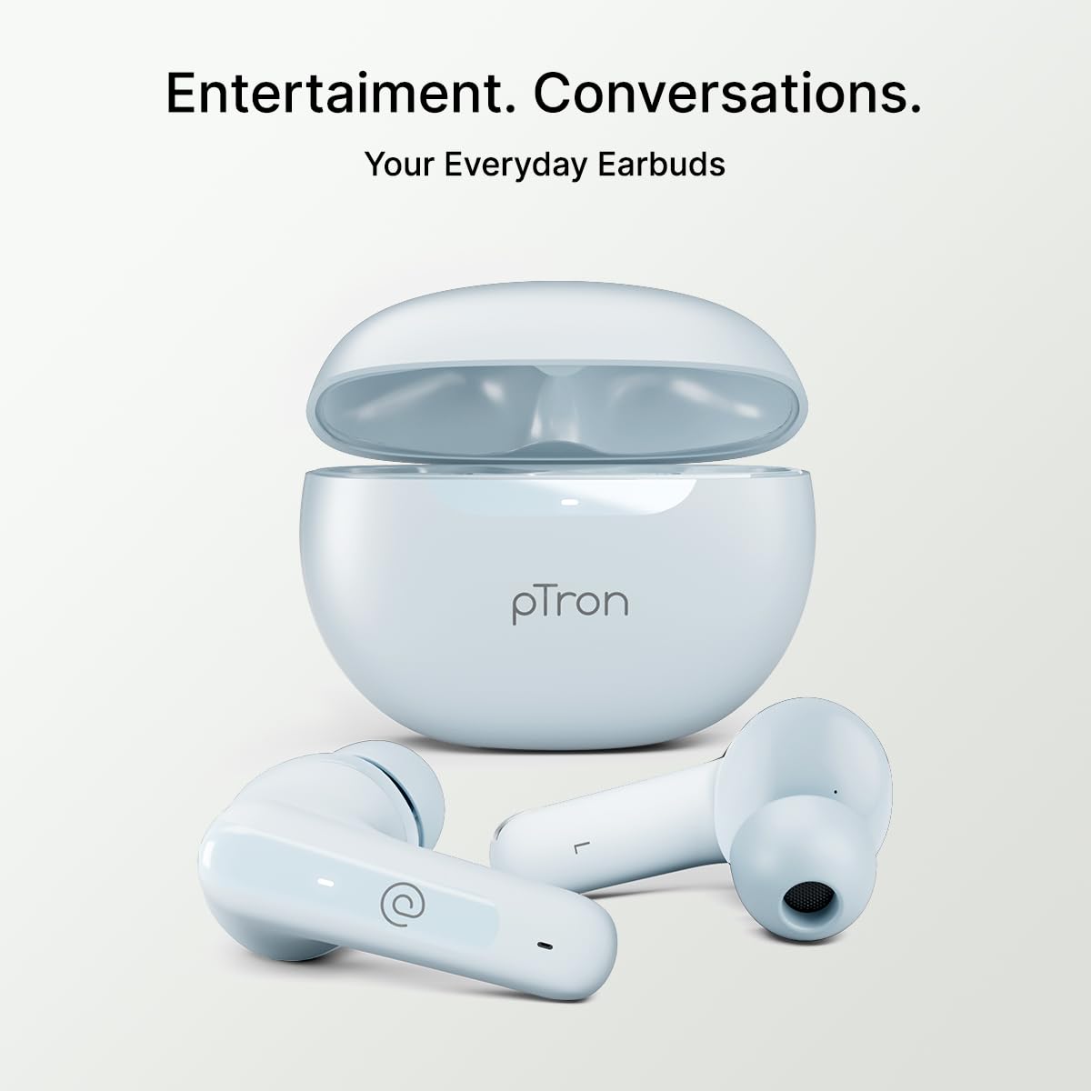 pTron Bassbuds Astra in-Ear TWS Earbuds with Stereo Sound, 34Hrs Playtime, Stereo Calls, Bluetooth V5.3 Headphones with Quick Pairing, Touch Control, Voice Assistant, Type C Charging & IPX4 (Grey)