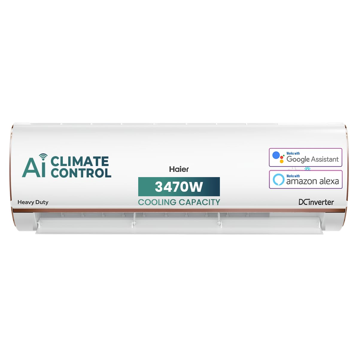 Haier 1 Ton 4 Star AI Climate Control Smart Split AC (3470W, Triple Inverter, Copper, Wi-Fi, 4-Way Swing, 7 in 1 Convertible, HD Filter, Cools at 60°C, 20 Mtrs Air Throw - HSU13K-PYAIR4BN-INV, White)