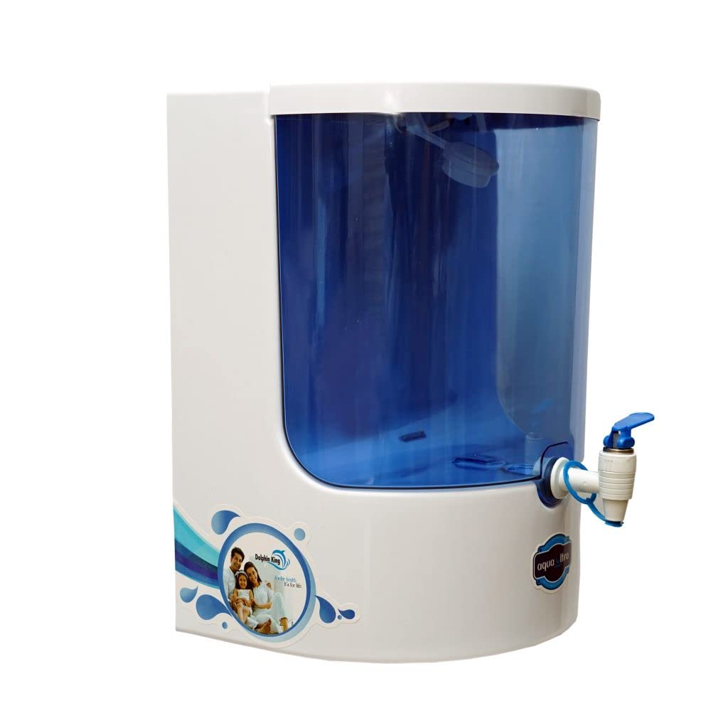 AQUAULTRA Dolphin 5 Stage Purification 9 Liter Ro + Active Copper + B12 Alkaline Water Purifier Filter For Home Office White And Blue