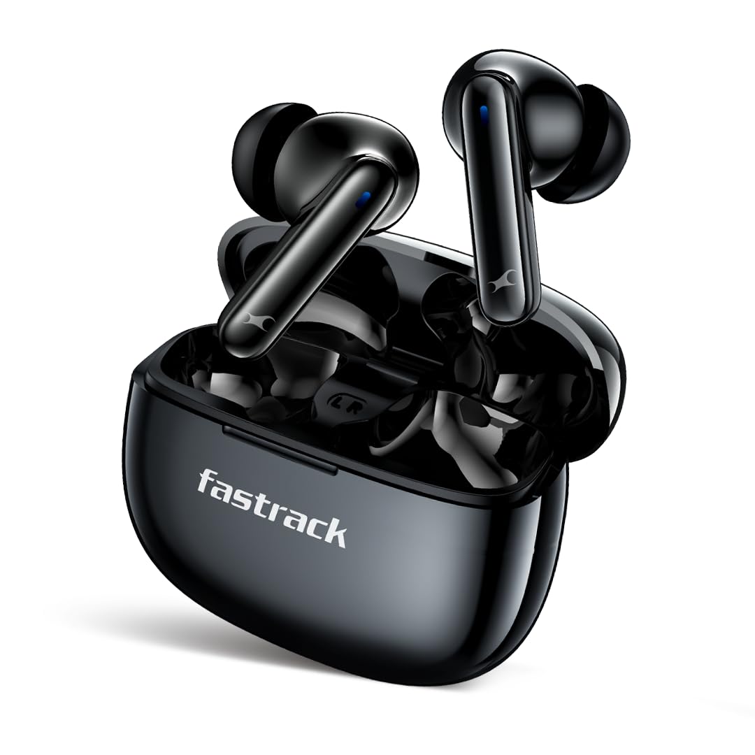 Fastrack Fpods FE100|BT5.4 TWS in Ear Earbuds, 40Hrs Playtime, 13mm Extra Deep Bass Drivers, Dual Mic ENC for Crystal Clear Calls, Low Latency Gaming Mode Upto 60ms - 120 Mins in 10 Mins