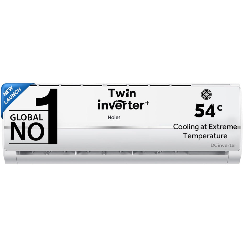Haier 1 Ton 3 Star Twin Inverter Split AC (Copper, 7 in 1 Convertible, Frost Self Clean, HD Filter, Cools at 54°C, Long Air Throw - HSU11V-TMS3BN-INV,White)