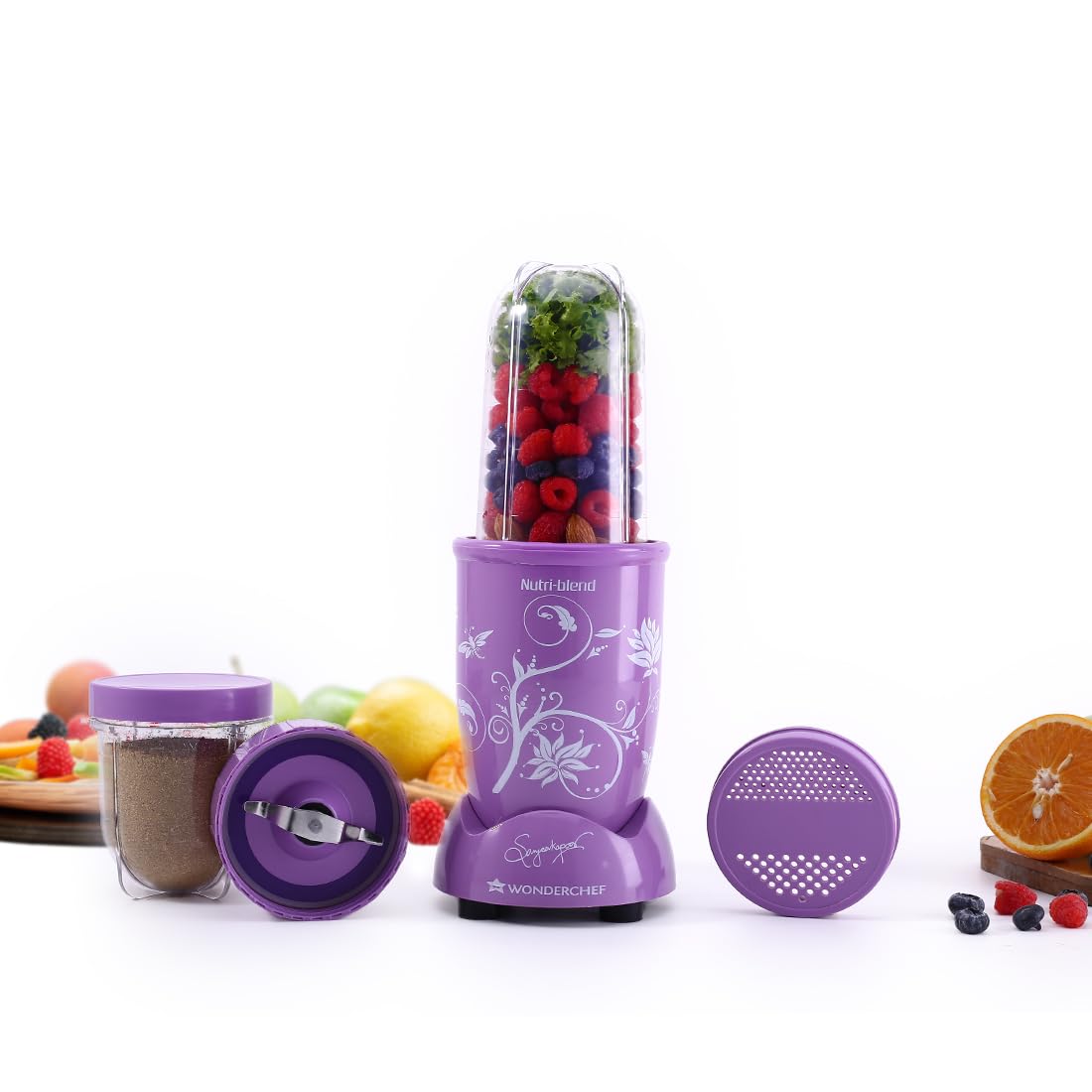 Wonderchef Nutri-blend 500W Mixer Grinder, 22000 RPM Motor, Smoothie Maker, Masala Grinder, Chutney Blender, 3 Unbreakable Jars, Recipe Book by Chef Sanjeev Kapoor, 2 Yr Warranty, Black