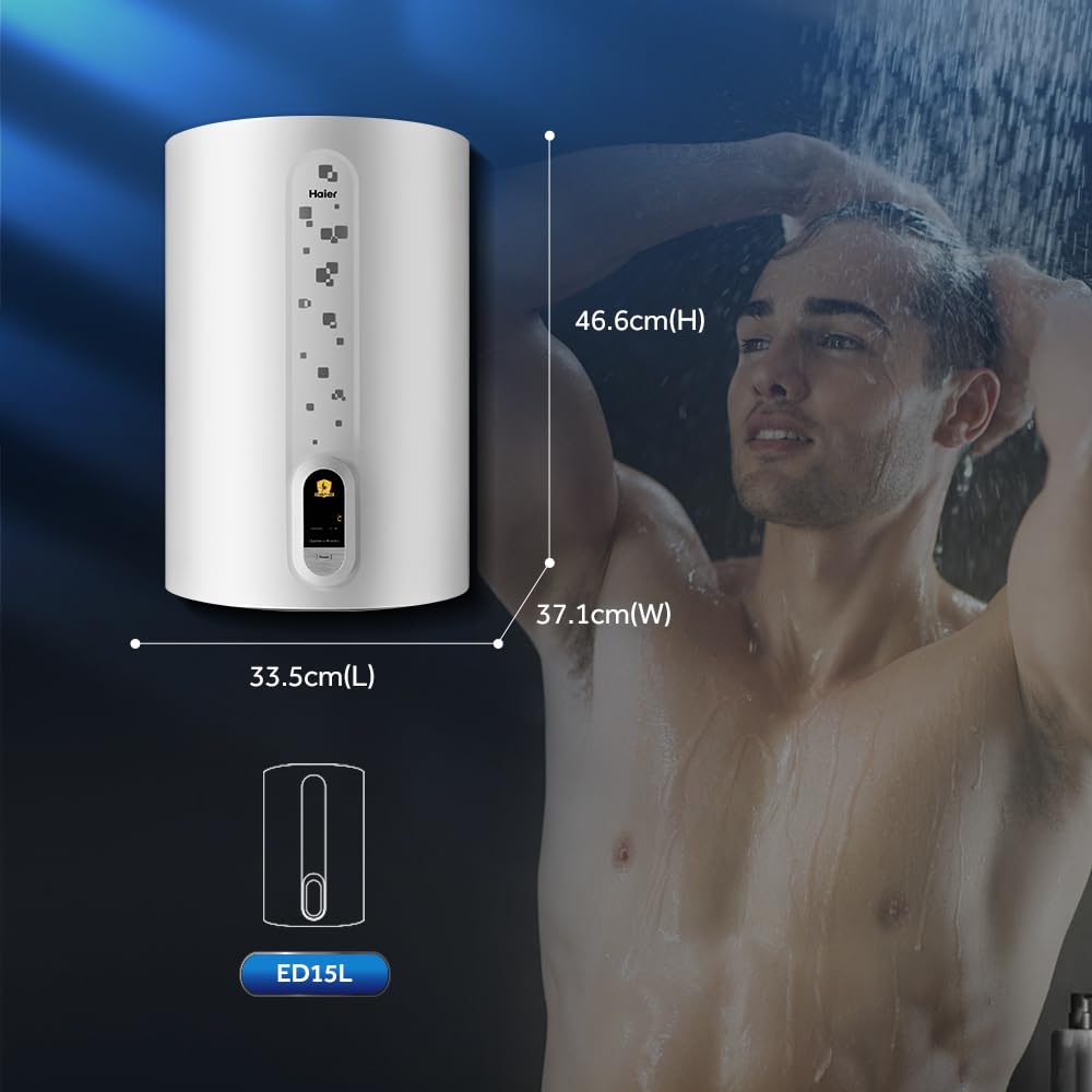 Haier ED Water Geyser 15ltr 5 Star Digital Display 2000W Electric Storage Geyser Installation & Connection Pipes Wroth INR 700| Warranty 7 Yr on Tank| Advanced PP Body| Shock Proof| 11-Level Safety