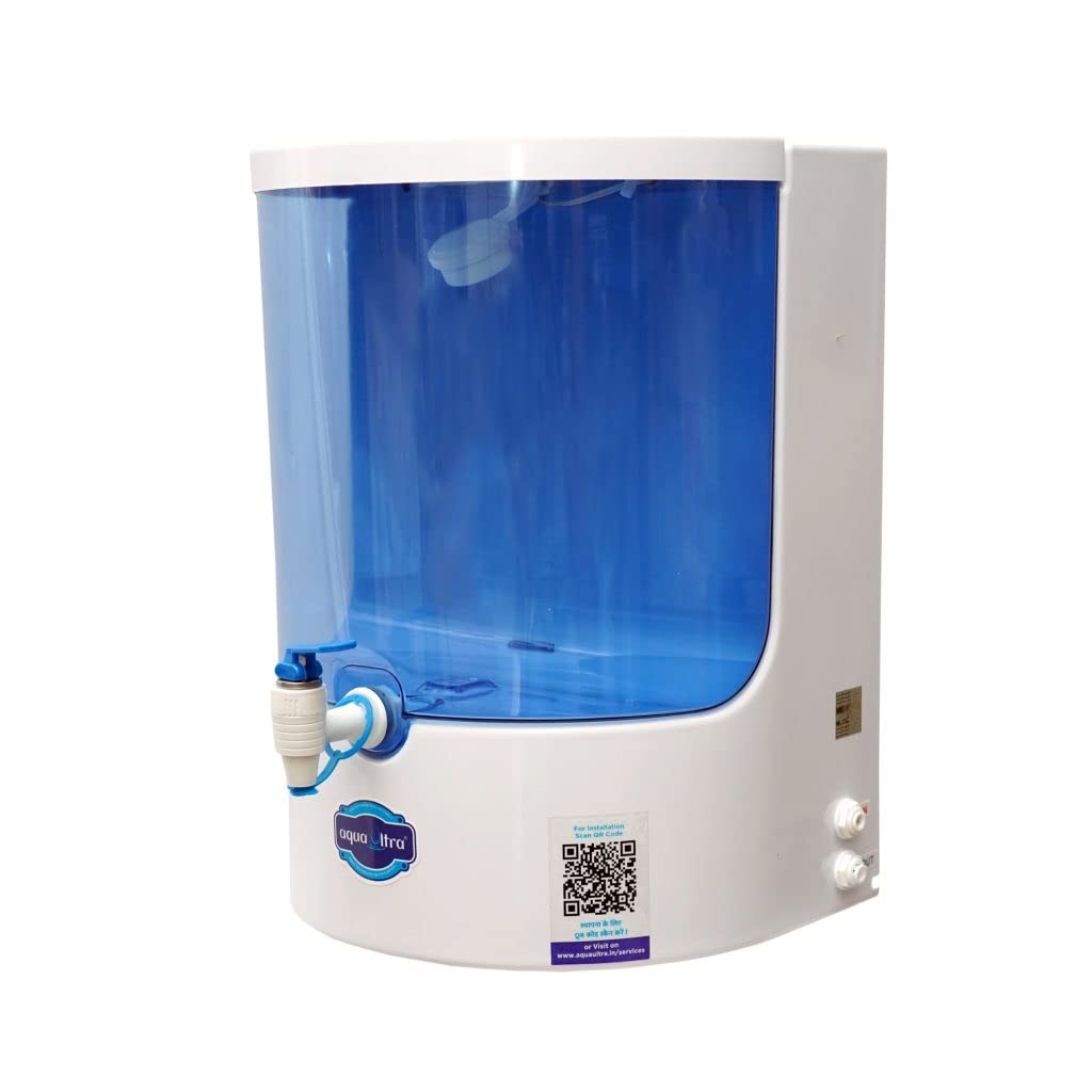 AQUAULTRA Dolphin 5 Stage Purification 9 Liter Ro + Active Copper + B12 Alkaline Water Purifier Filter For Home Office White And Blue