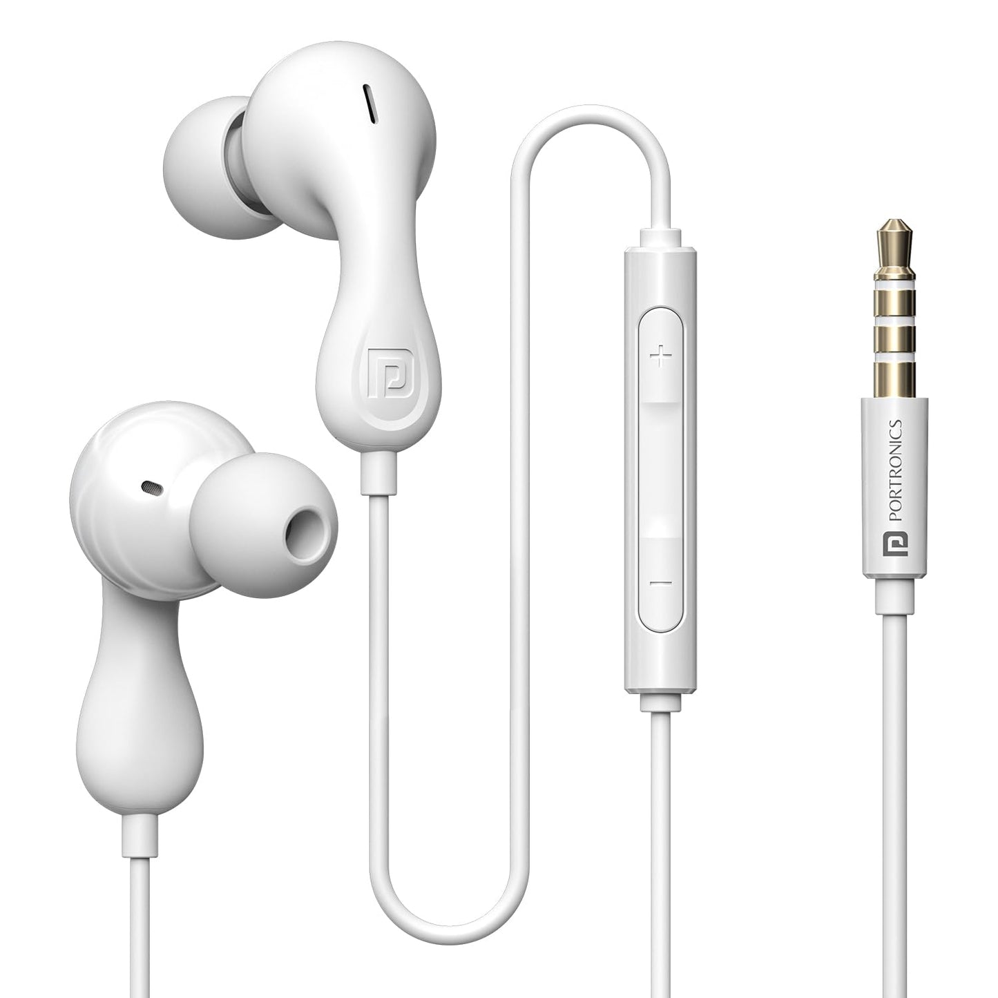 Portronics Conch Kappa in Ear 3.5mm Wired Earphones with in Line HD Mic, Powerful Audio, 14.2mm Dynamic Driver, Unique Earbuds Design, TPE Anti Tangle Wire,in line Controls,Wide Compatibility(White)