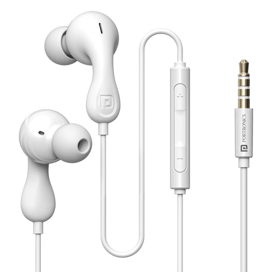 Portronics Conch Kappa in Ear 3.5mm Wired Earphones with in Line HD Mic, Powerful Audio, 14.2mm Dynamic Driver, Unique Earbuds Design, TPE Anti Tangle Wire,in line Controls,Wide Compatibility(White)