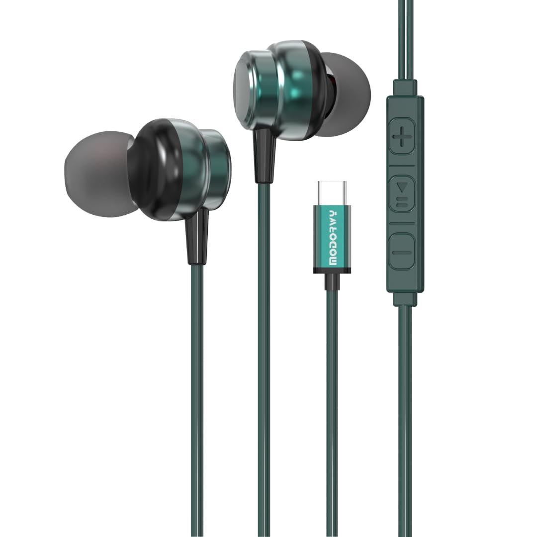 Modorwy SonicFlow Original USB-C Headphone | 14.2mm Drivers Surround Sound | DAC Chip-100% Support | in-Line Mic Type C Headphone |Compatible with i15, i16,Flip,Fold,S Series,1+ & Others(Light Blue)