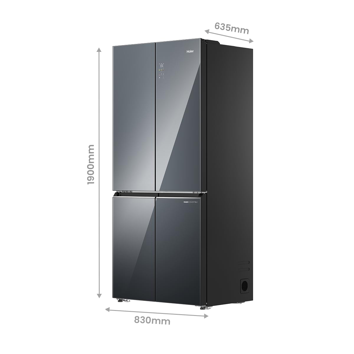 Haier 520L 3Star Lumiere 4-Door Side by Side Frost Free Refrigerator|Convertible|Smart Sense AI|Inverter|Colourful Display Panel|My zone|Sun Lit Interior (2025 Model, HRB-600MGU1, Mirror Glass)