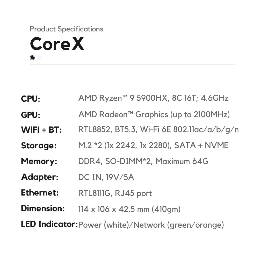 SKULLSAINTS Corex Mini PC Powered By AMD Ryzen 9 5900HX (8C, 16T), Triple Display Support, Wi-Fi 6E, Bluetooth 5.3, Compact Design, Win 11 Pro (Silver, Ryzen 9 5900HX, 512, GB, Windows 11 Pro, 16, GB)