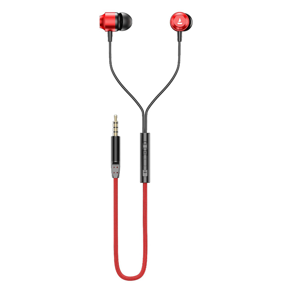 boAt Bassheads 162 V2 Wired in Ear Phones with 10Mm Drivers, Metallic Earbuds, Integrated Controls, in-Line Microphone, Ergonomic Fit, Braided Cable & 3.5Mm Jack(Bold Black)