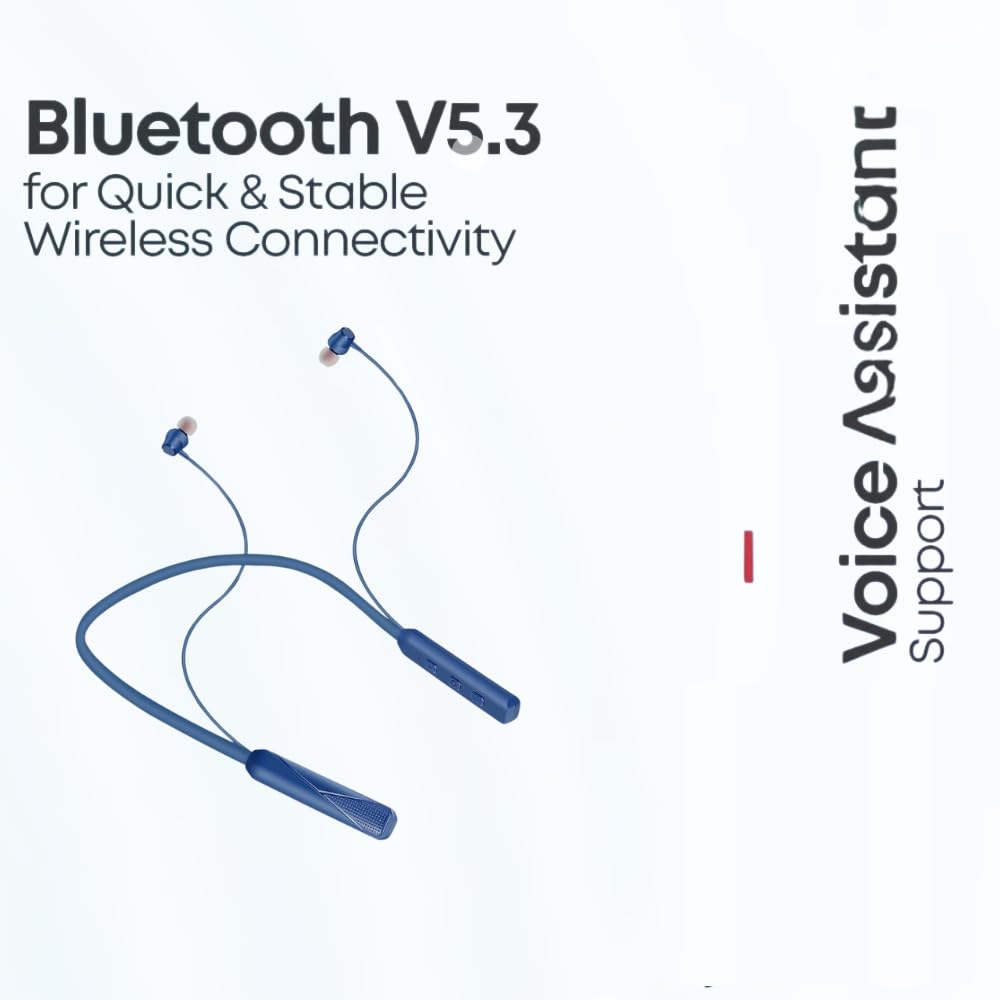 MINDFIED Bluetooth 5.3 Wireless Neckband Earphones | 38H Playback, Fast USB-C Charging, IPX7 Waterproof, Magnetic Buds, Deep Bass, Voice Assistant, Built-in Mic – Workout & Travel Friendly
